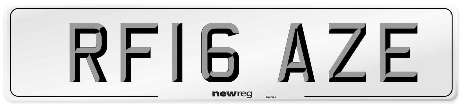 RF16 AZE Number Plate from New Reg